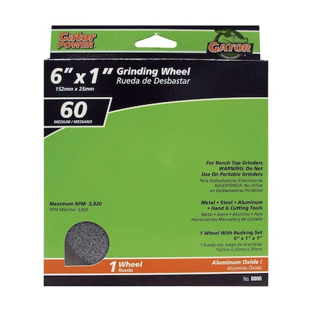 Gator Finishing Gator 6 in. D X 1 in. Grinding Wheel 6006